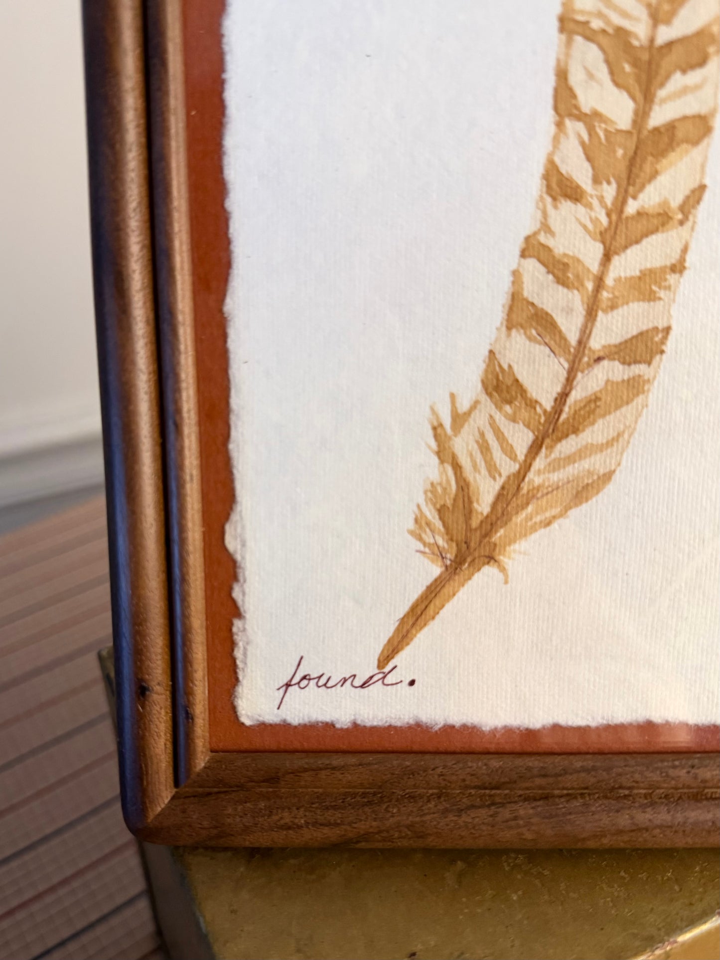 "found" | Feather | 4x6 Coffee Painting