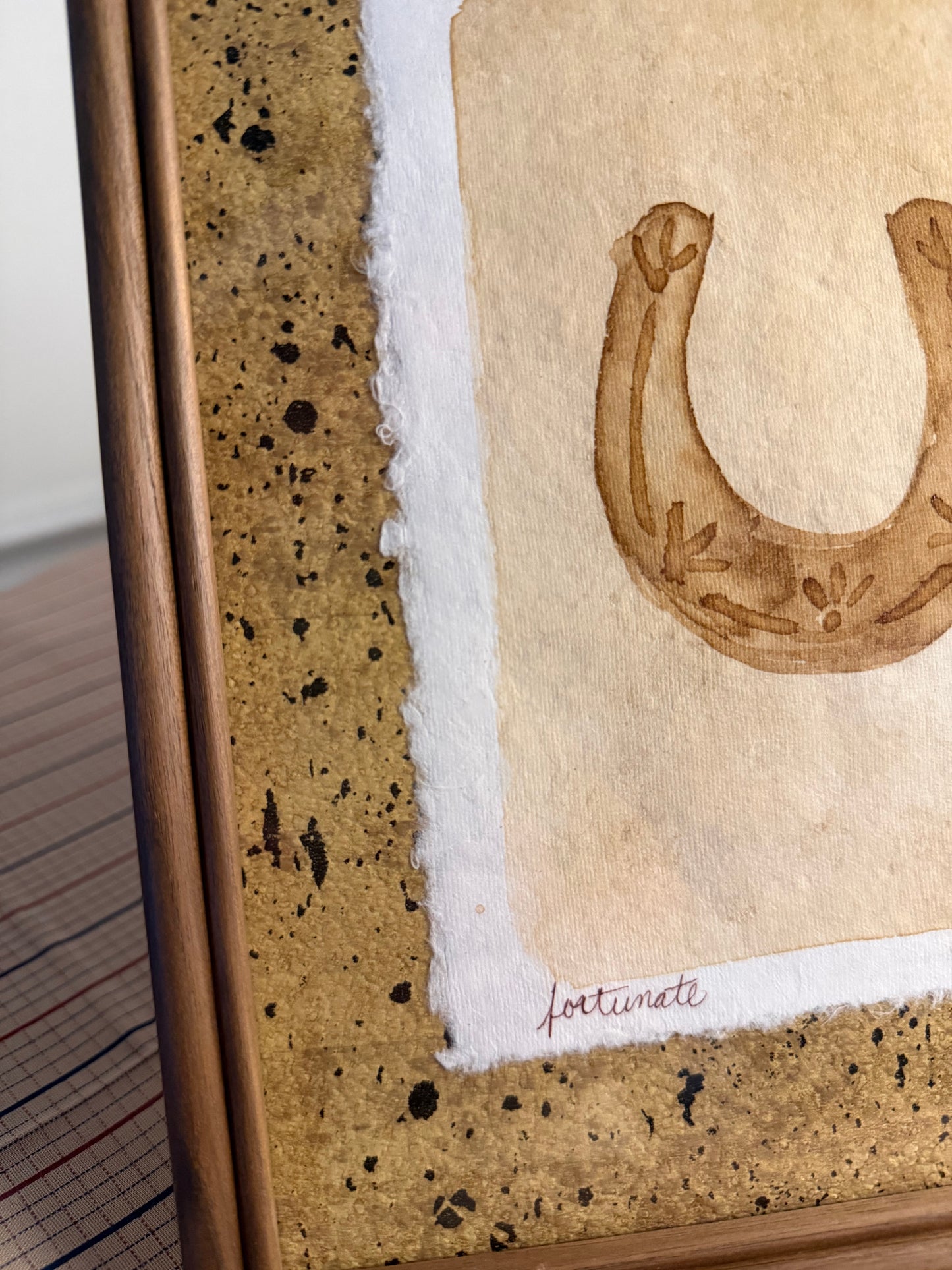 "Fortunate" | Horseshoe | 5x7 Coffee Painting