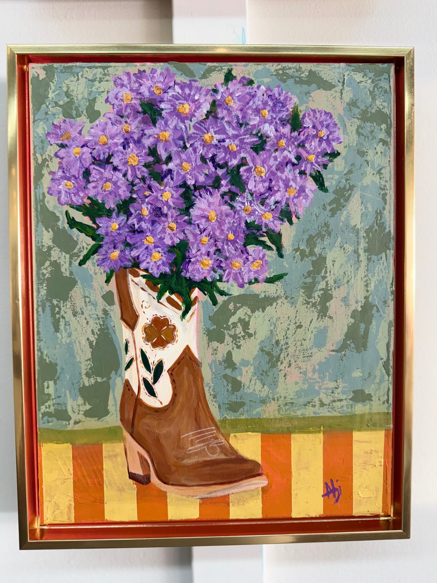 September | Asters - Original Framed Painting by Abi