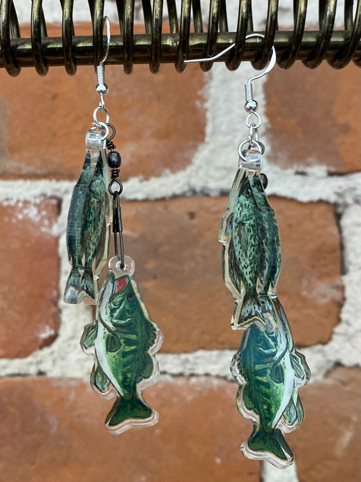 Double Stringer Acrylic Fish Earrings | Bass & Crappie