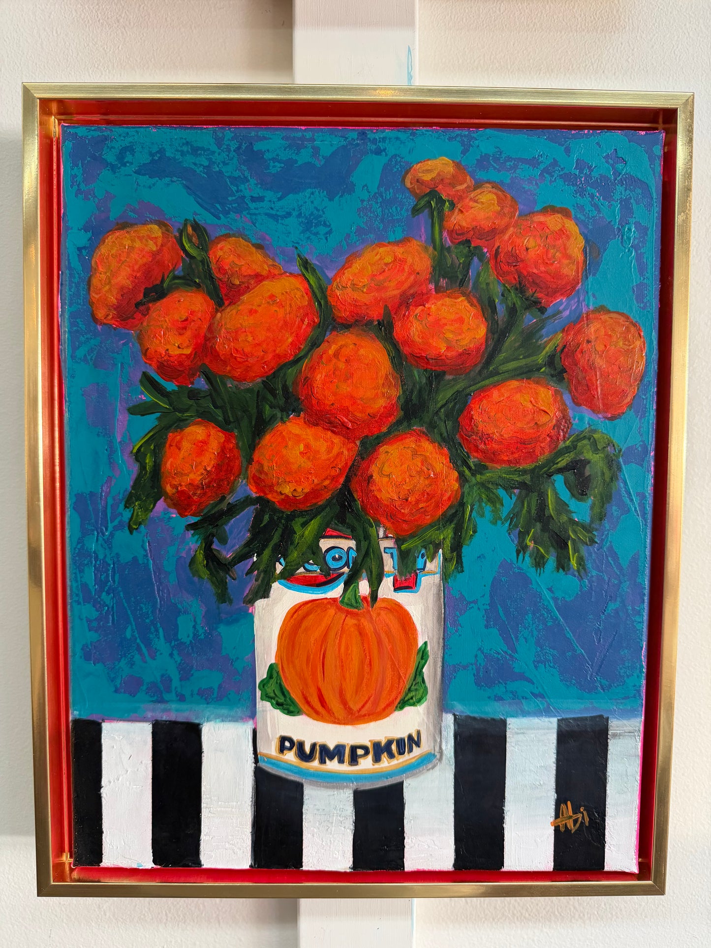 October | Marigolds - Original Framed Painting by Abi