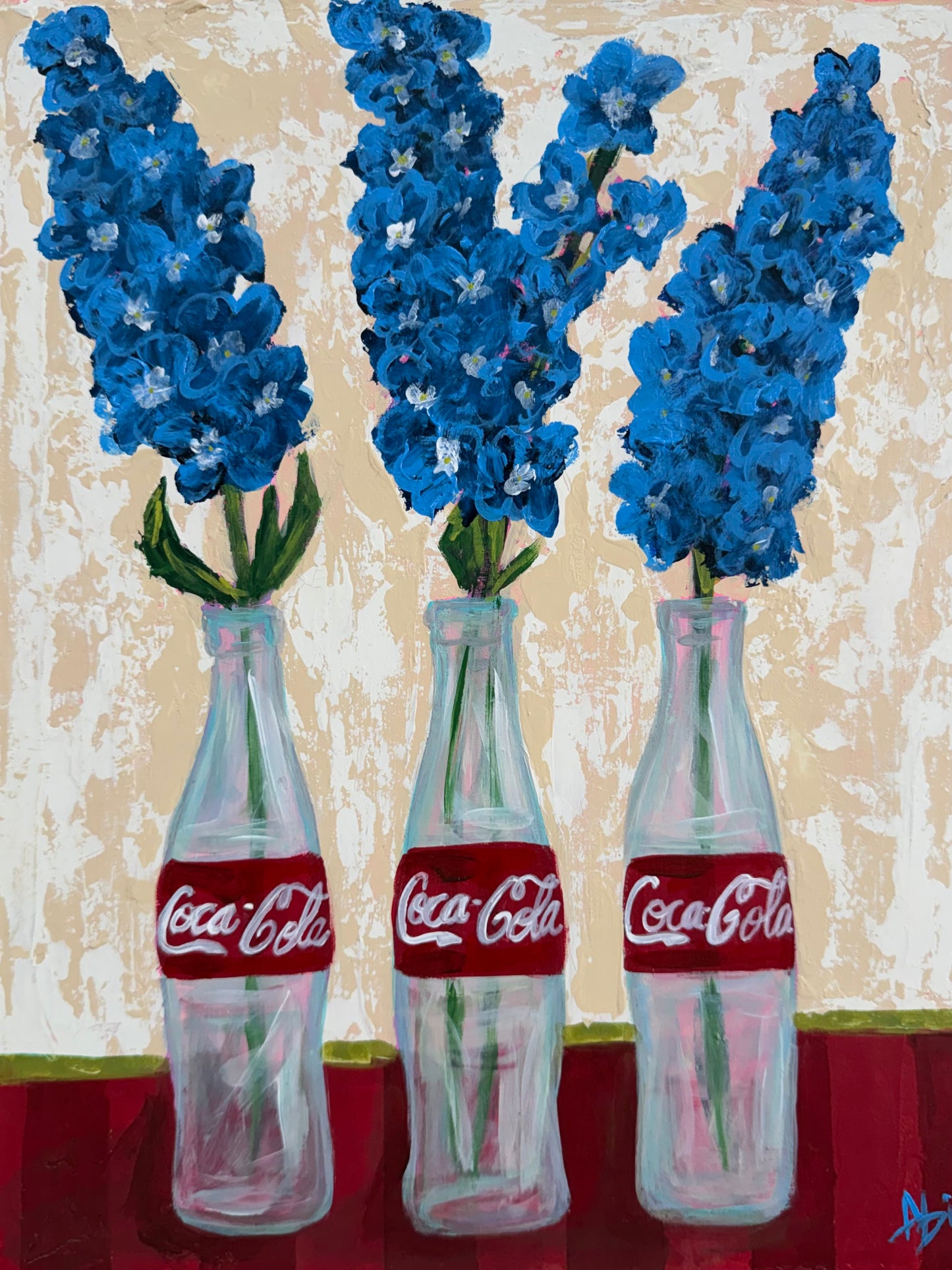 July | Larkspur - Original Framed Painting by Abi