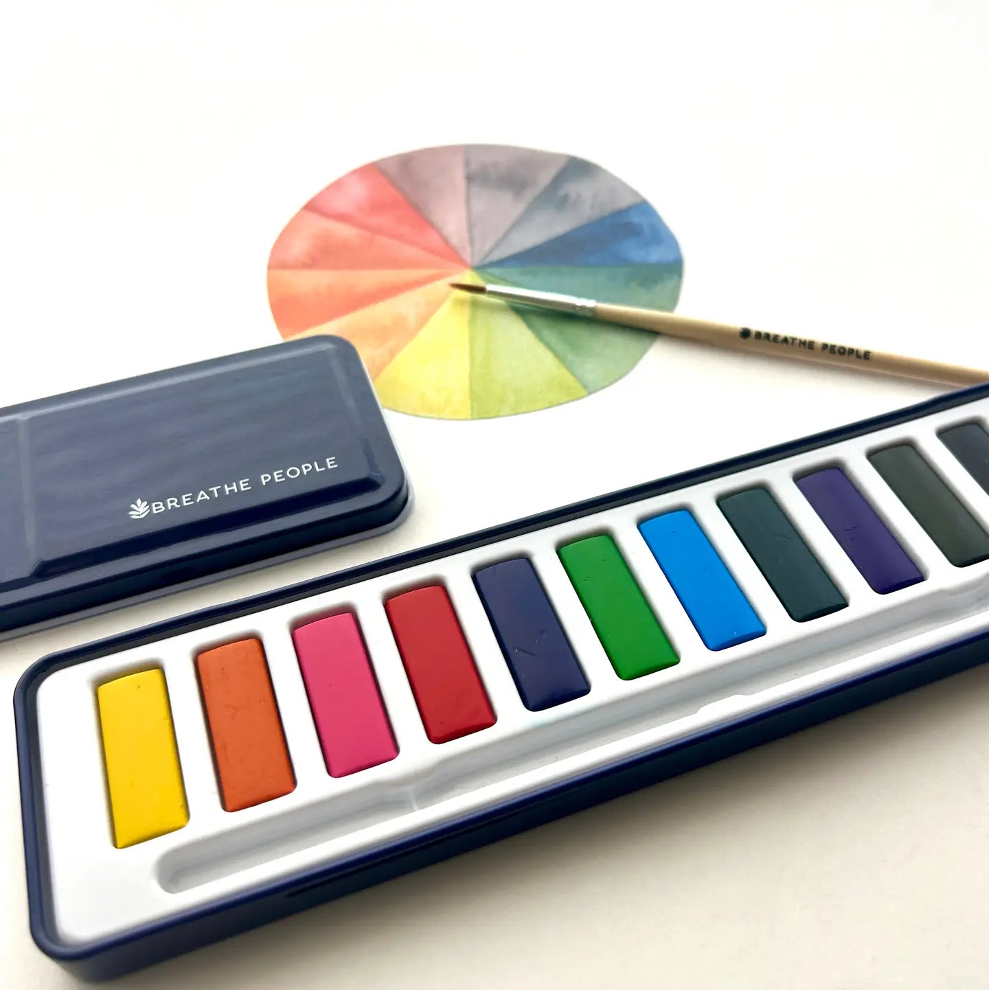 Watercolor Paint Set | 12 Artist Grade Colors + Wood Paintbrush