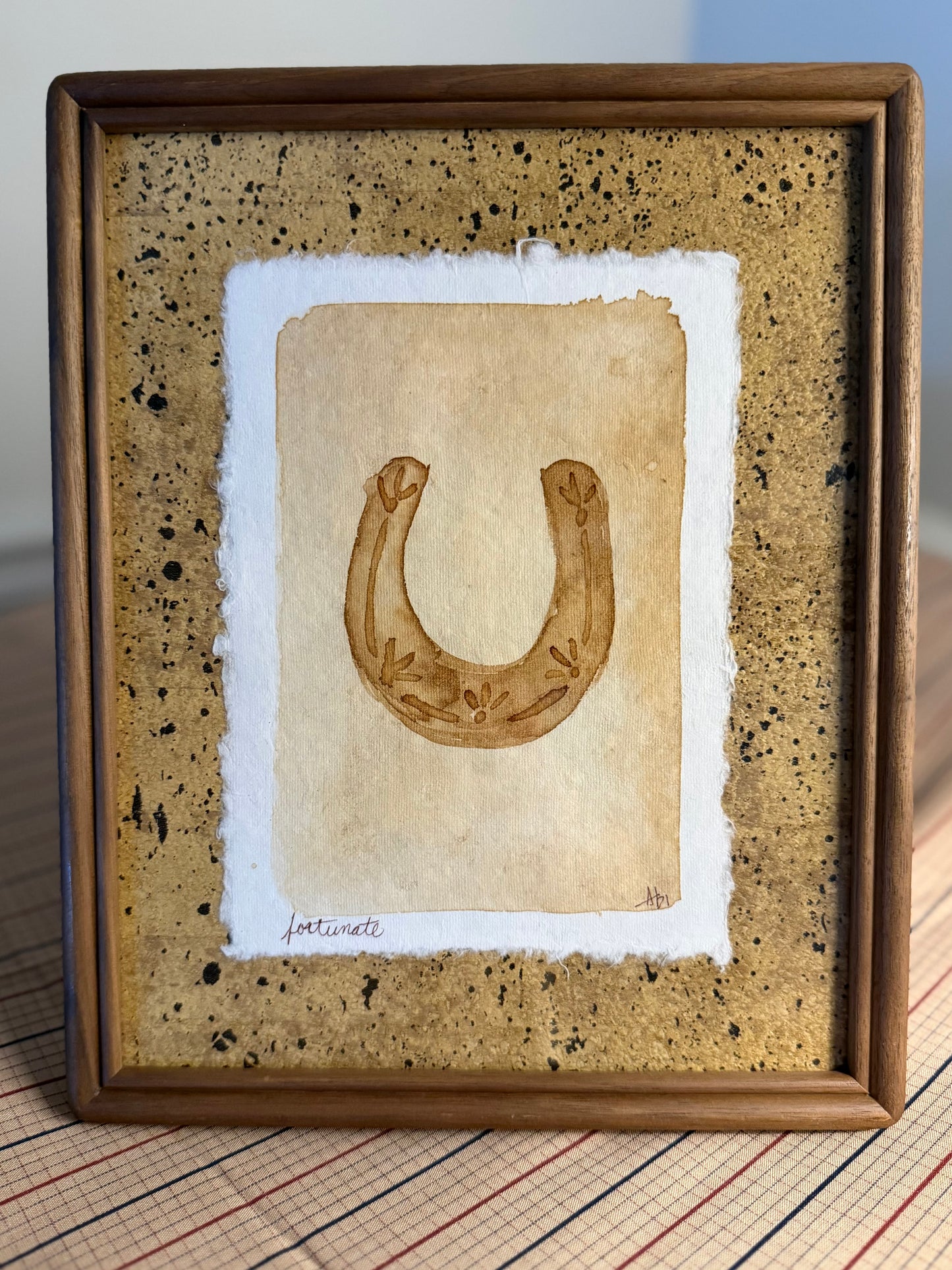 "Fortunate" | Horseshoe  | 5x7 Coffee Painting