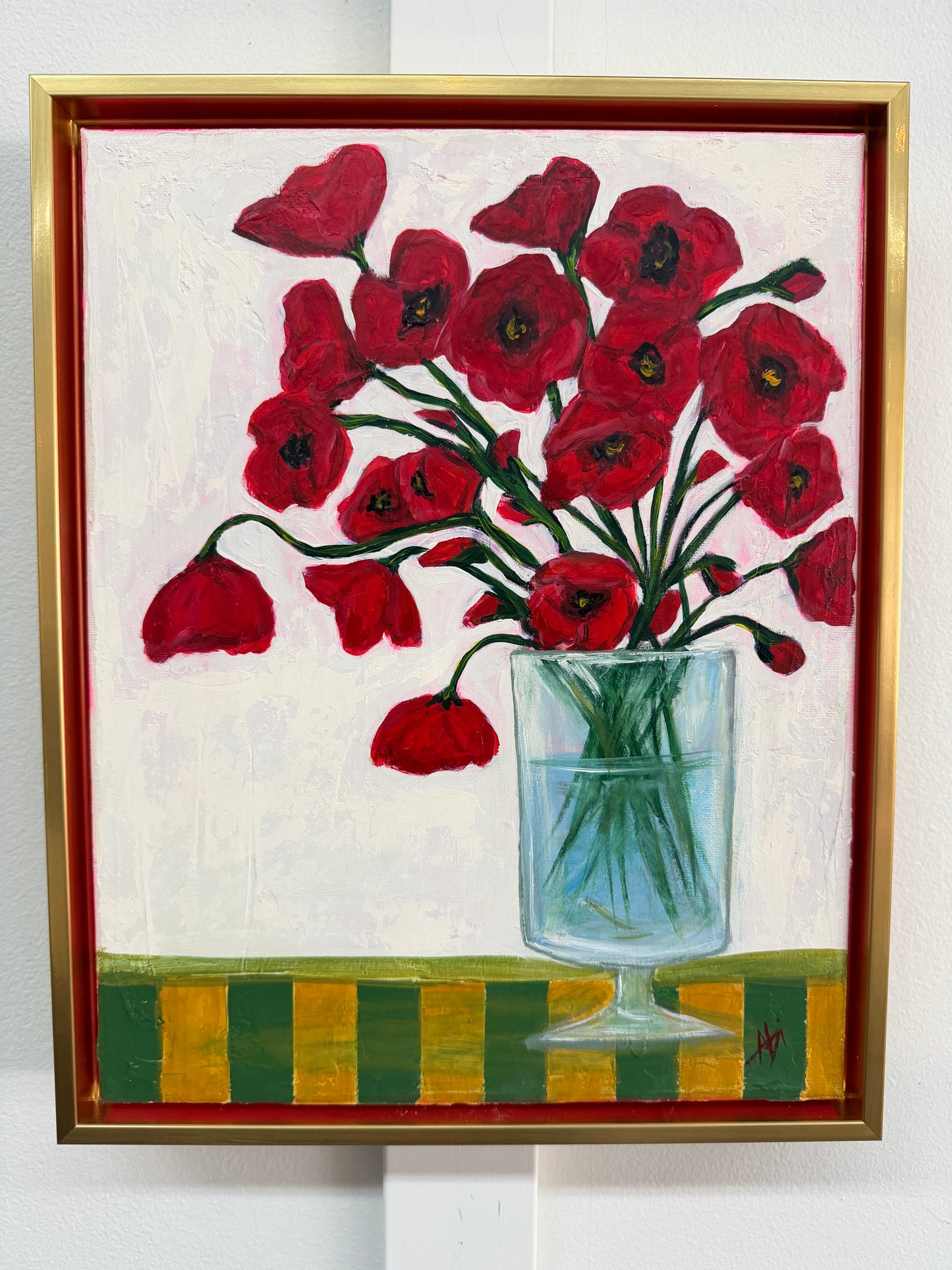 August | Poppies - Original Framed Painting by Abi