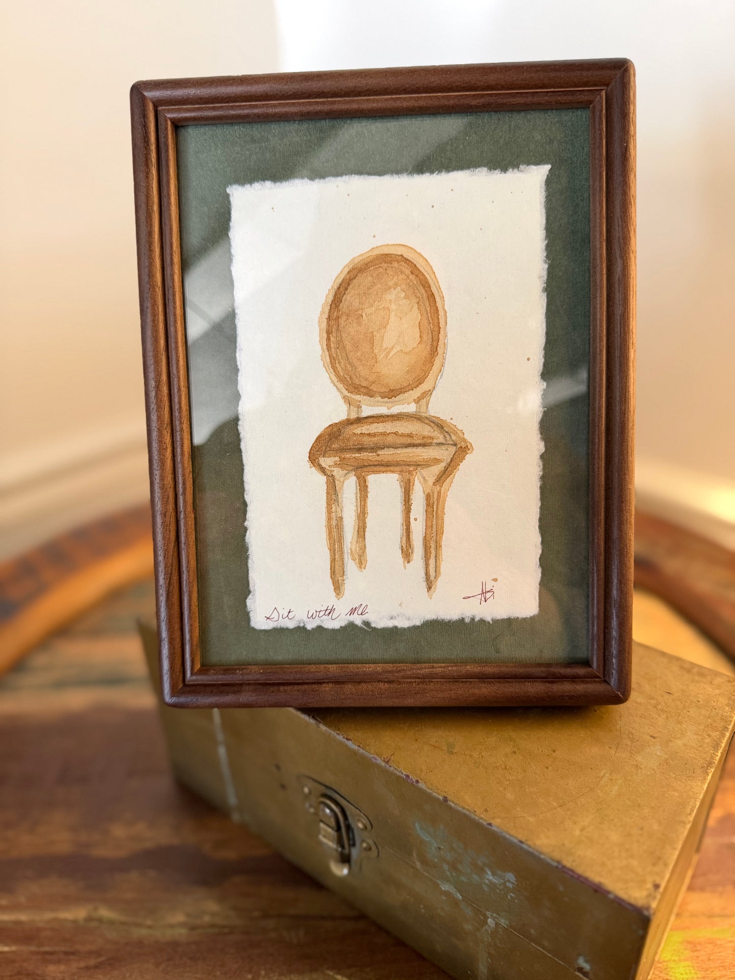 "Sit with me"  | 4x6 Coffee Painting