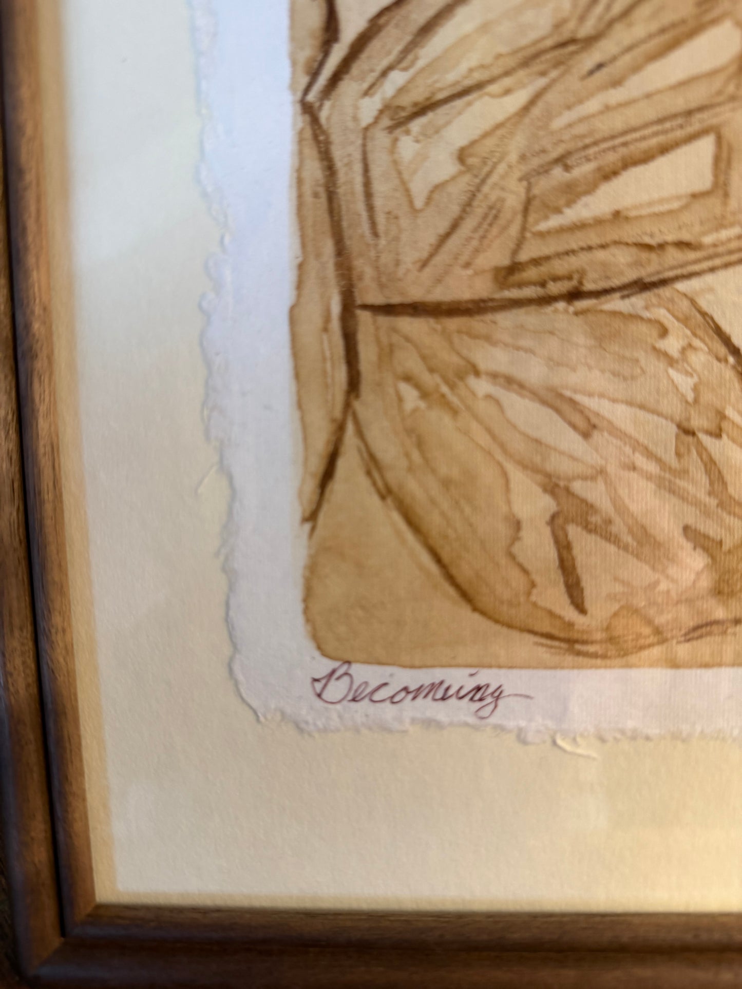 "Becoming" II | Butterfly on Cream  | 5x7 Coffee Painting