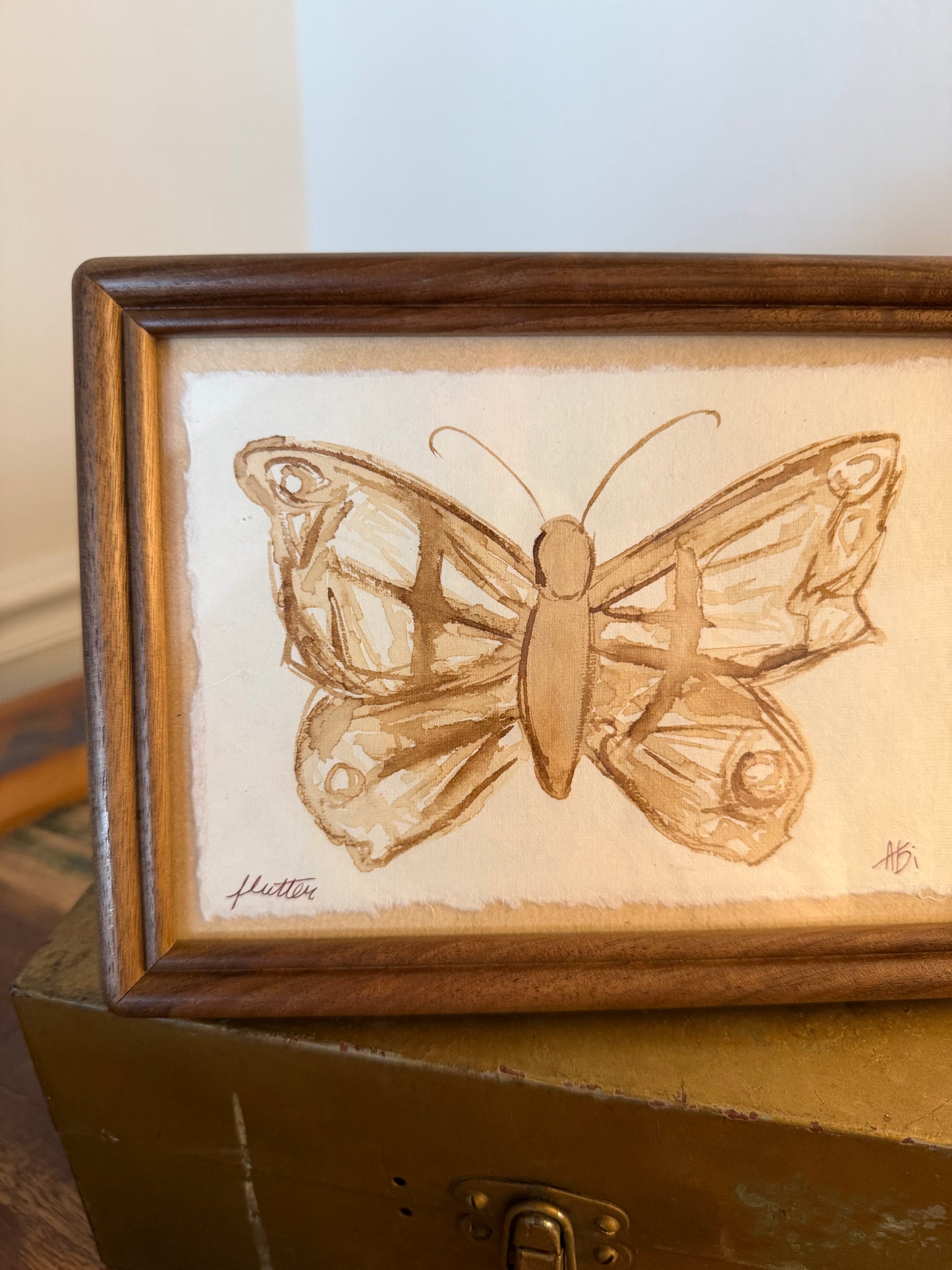 "Flutter" I | Butterfly | 4x6 Coffee Painting