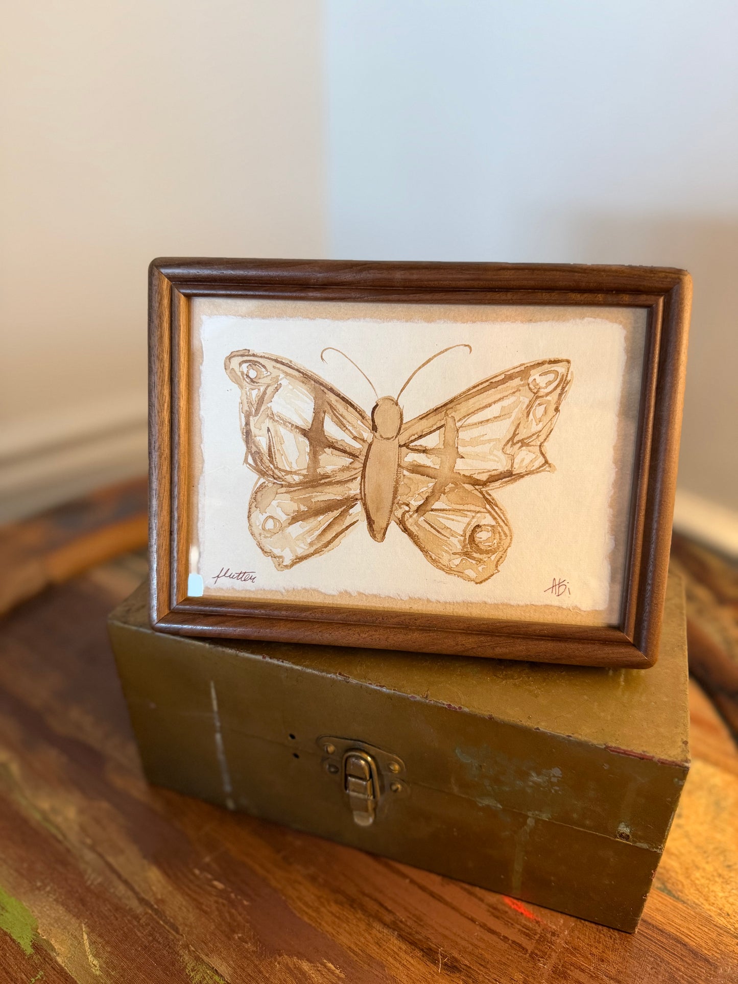 "Flutter" I | Butterfly | 4x6 Coffee Painting