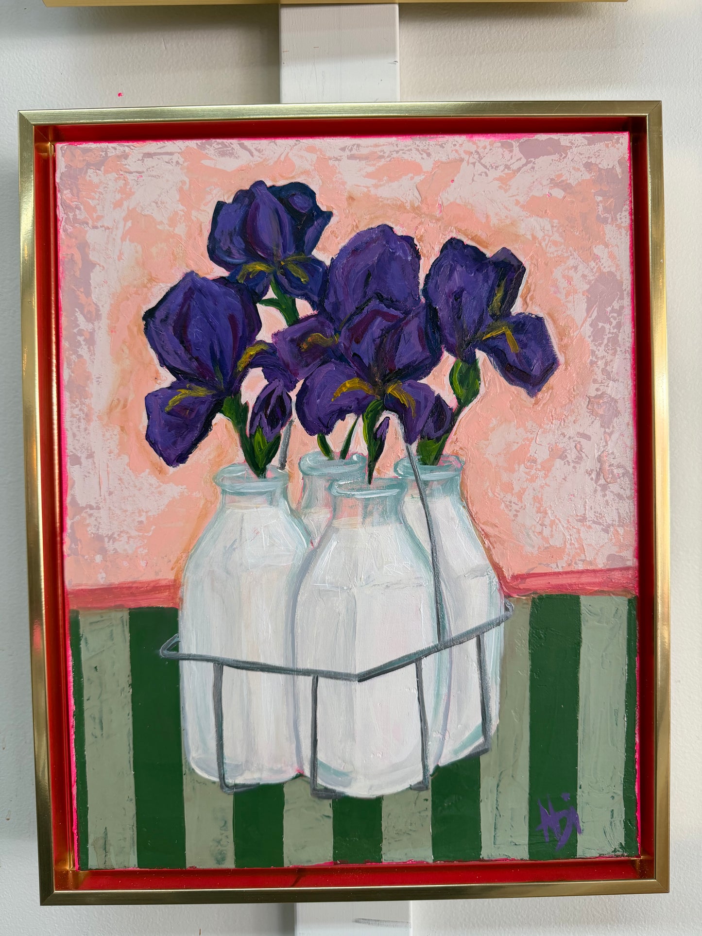 February | Iris - Original Framed Painting by Abi