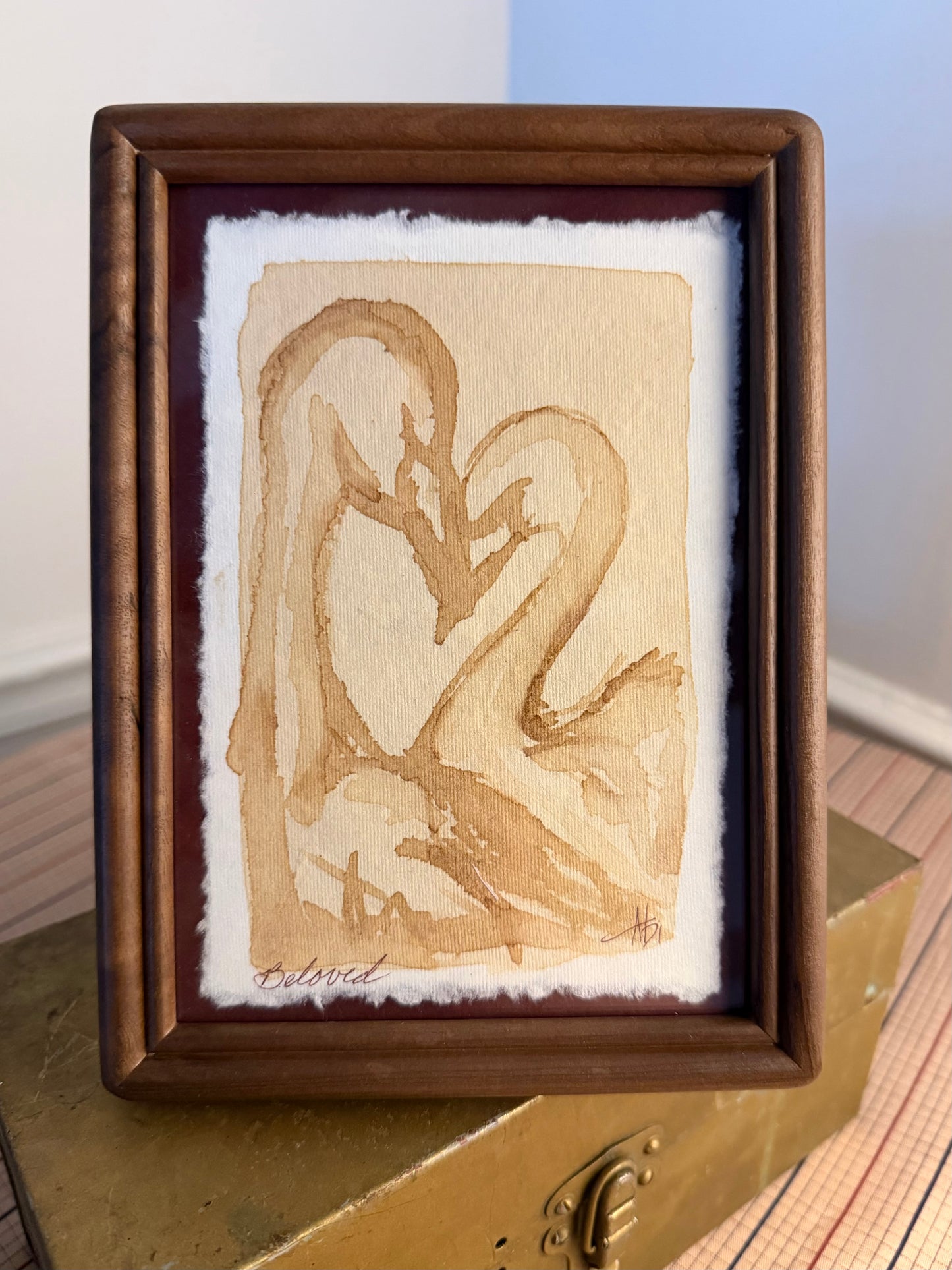 "Beloved" | Two Swans | 4x6 Coffee Painting