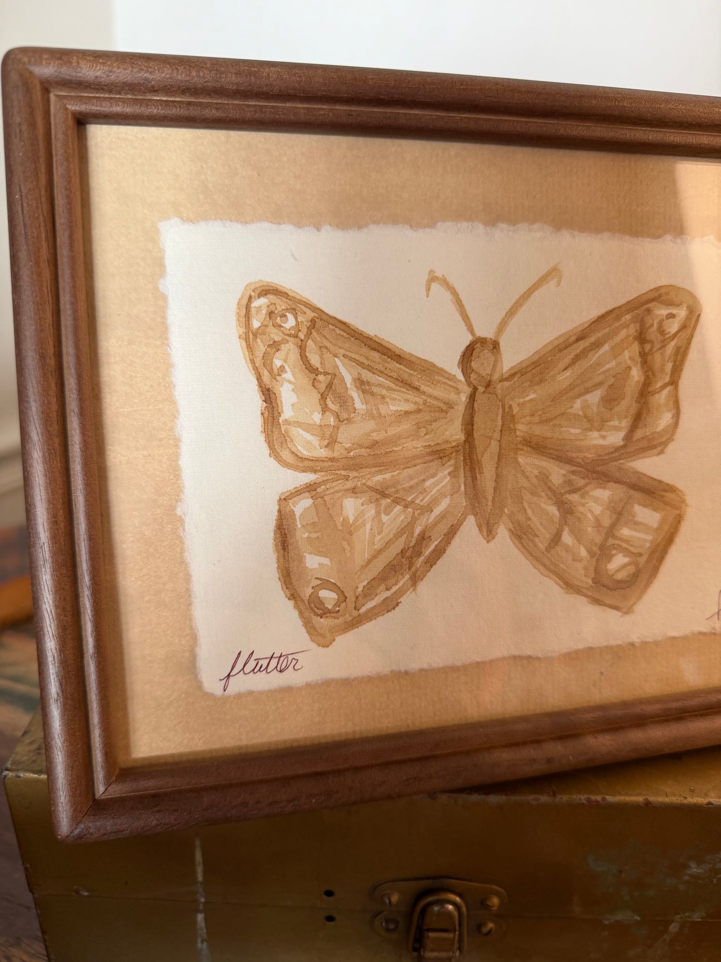 "Flutter" II | Butterfly | 4x6 Coffee Painting