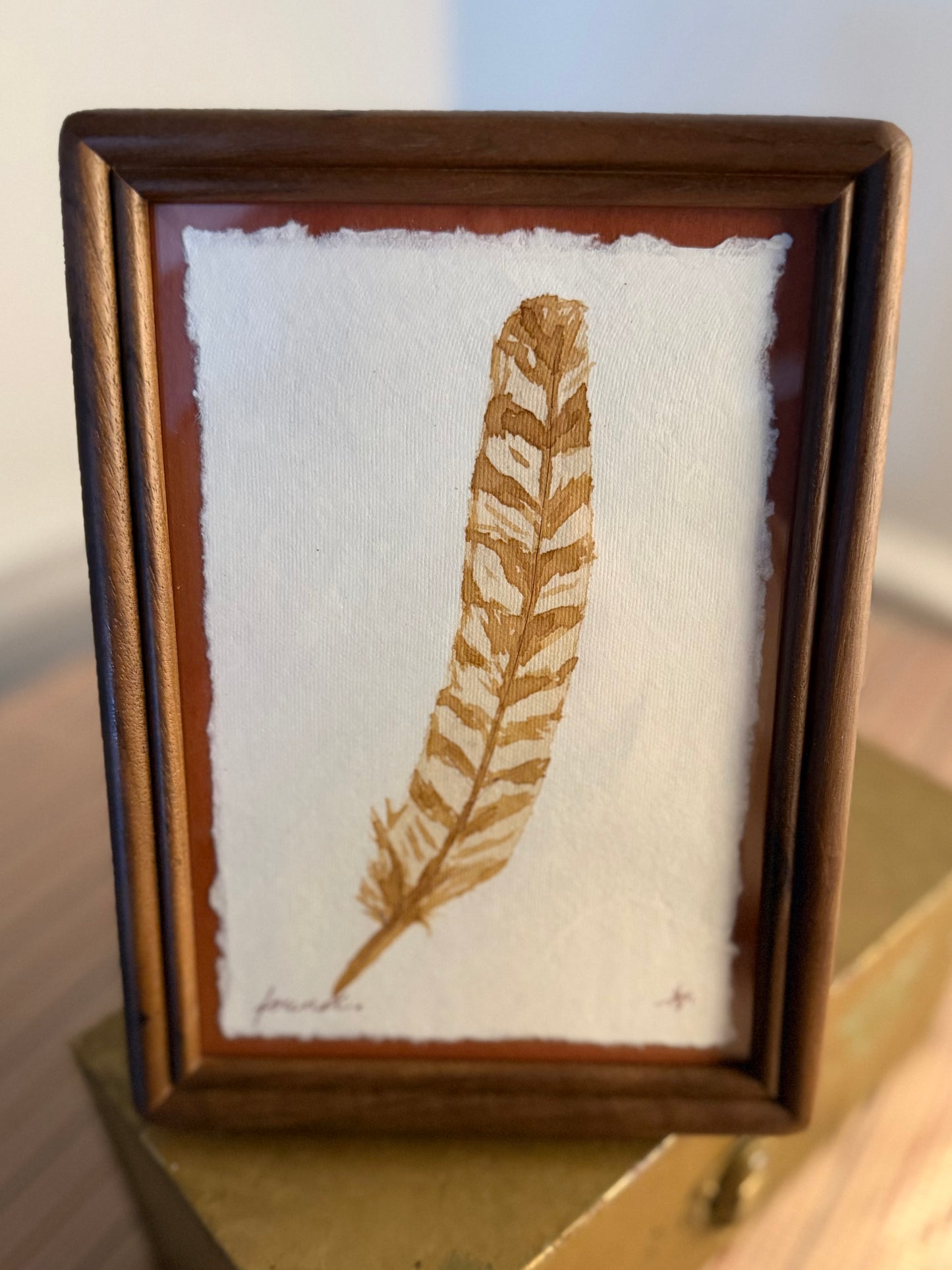 "found" | Feather | 4x6 Coffee Painting