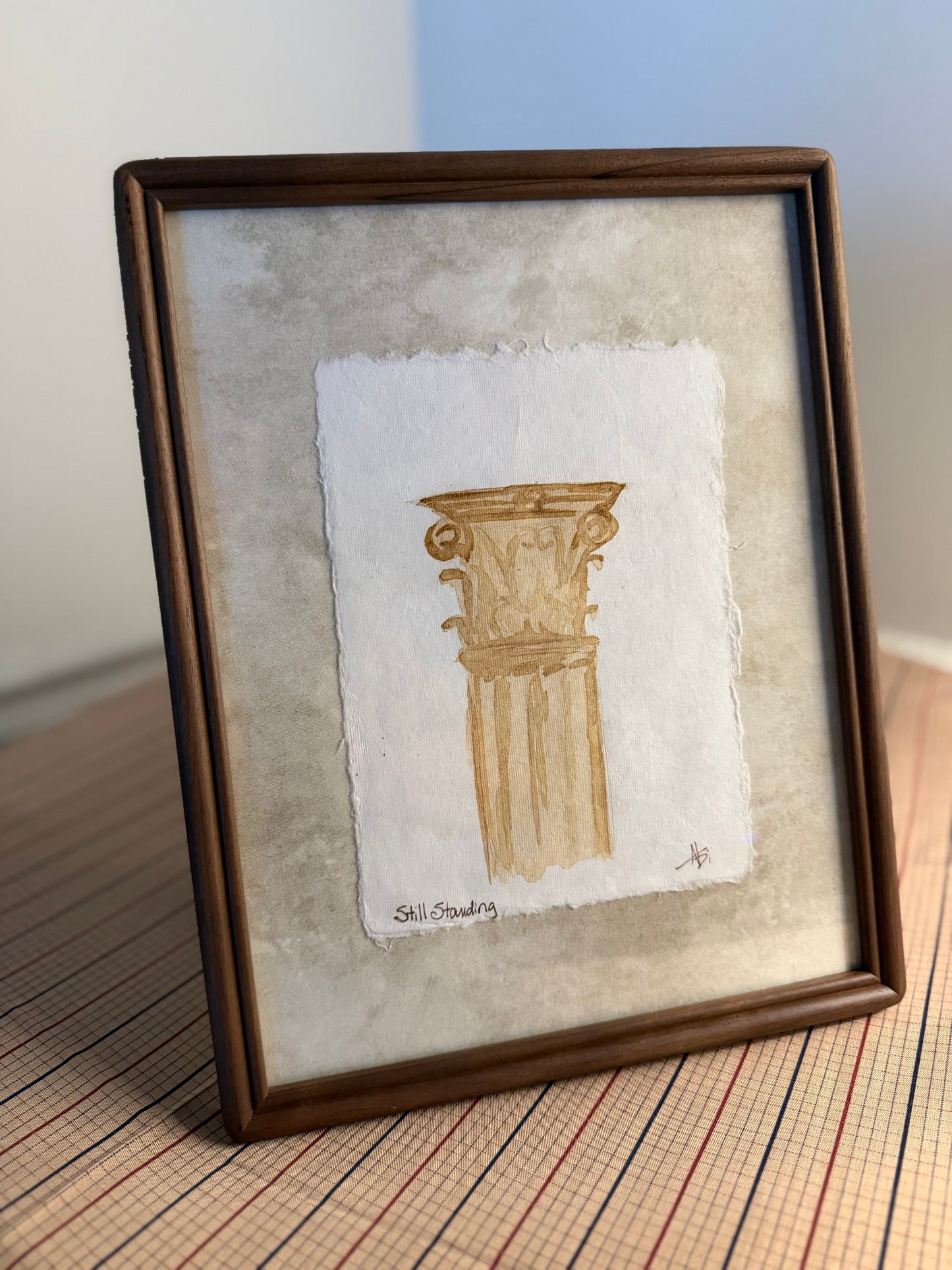"Still Standing" | Corinthian Column  | 5x7 Coffee Painting