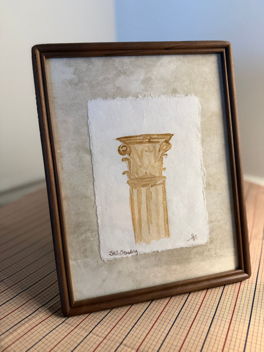"Still Standing" | Corinthian Column  | 5x7 Coffee Painting