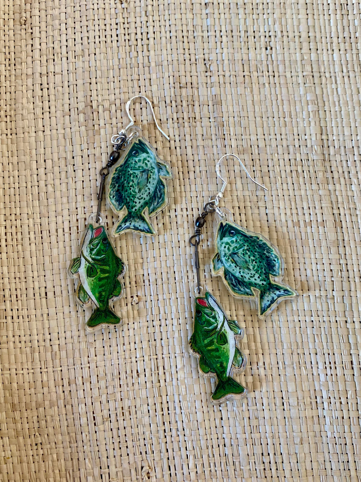 Double Stringer Acrylic Fish Earrings | Bass & Crappie