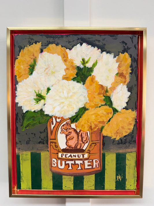 November | Chrysanthemums - Original Framed Painting by Abi