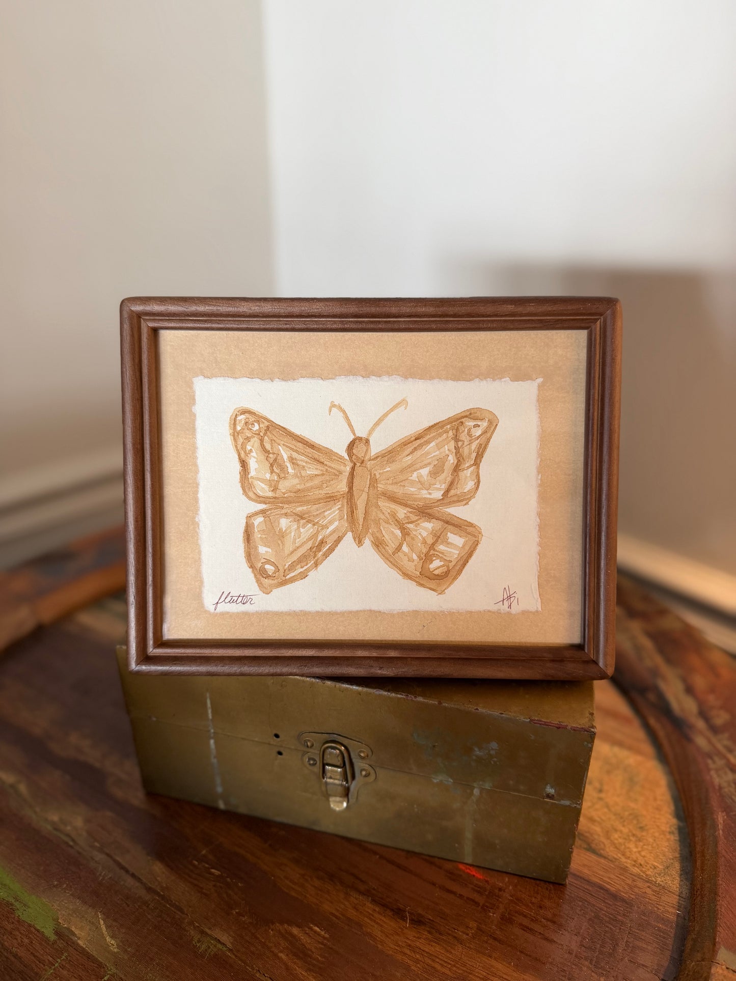 "Flutter" II | Butterfly | 4x6 Coffee Painting