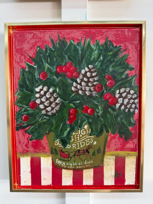 December | Holly- Original Framed Painting by Abi