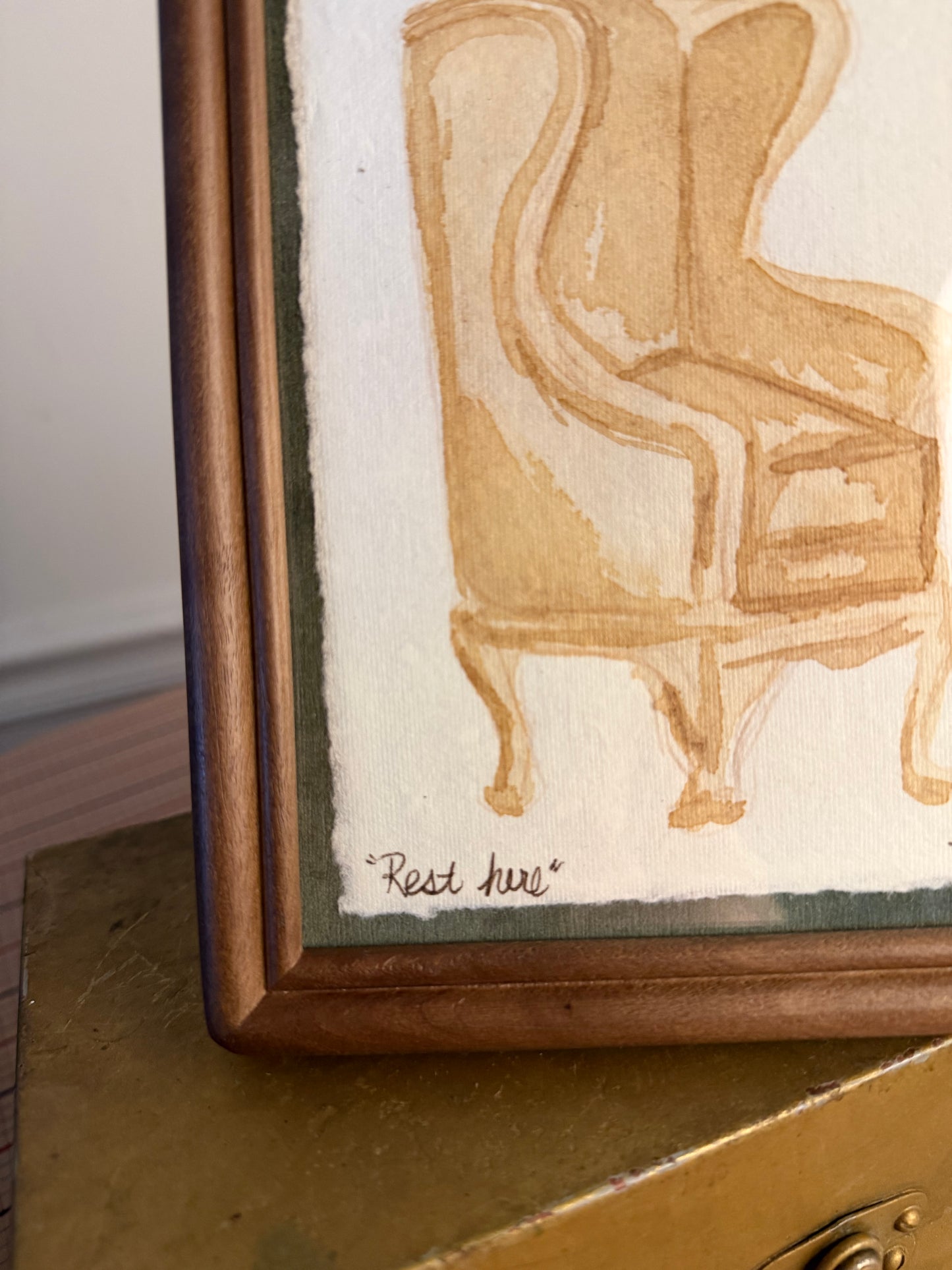 "Rest Here" | Wingback Chair | 4x6 Coffee Painting
