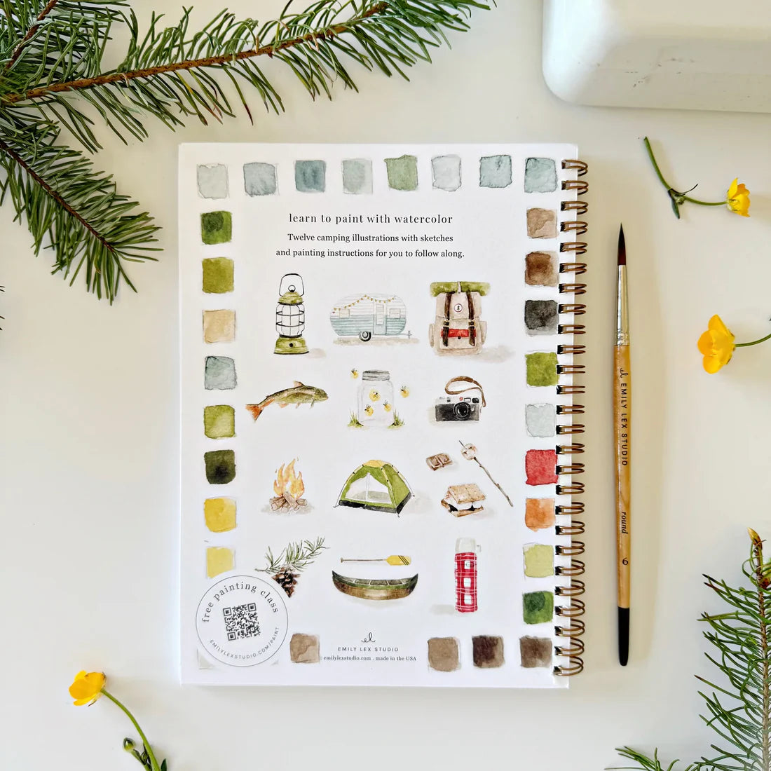 Camping Watercolor Workbook | Emily Lex Studios