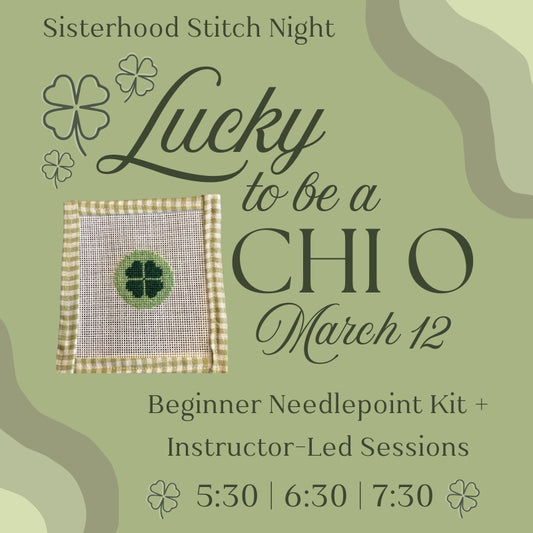 “Lucky to Be a Chi O” Beginner Needlepoint Sisterhood Event with Holly Seng