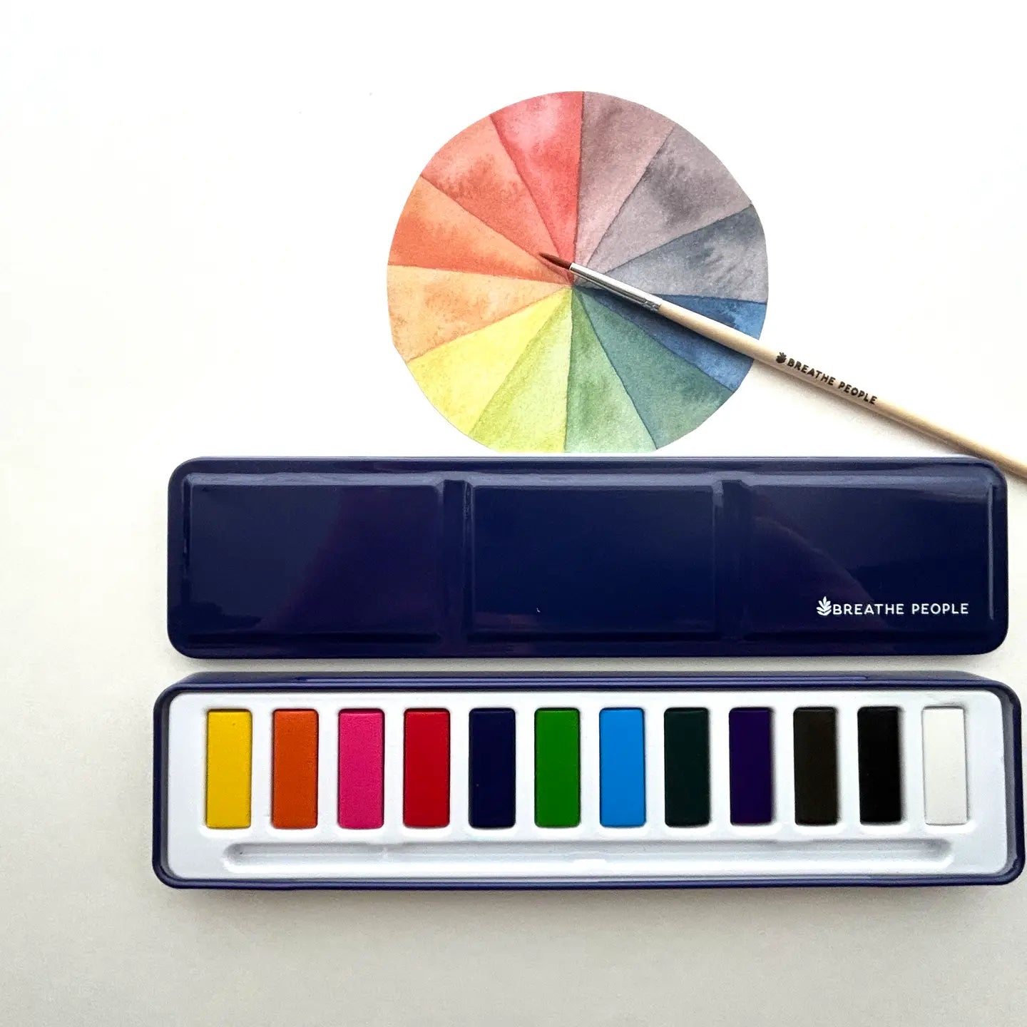 Watercolor Paint Set | 12 Artist Grade Colors + Wood Paintbrush
