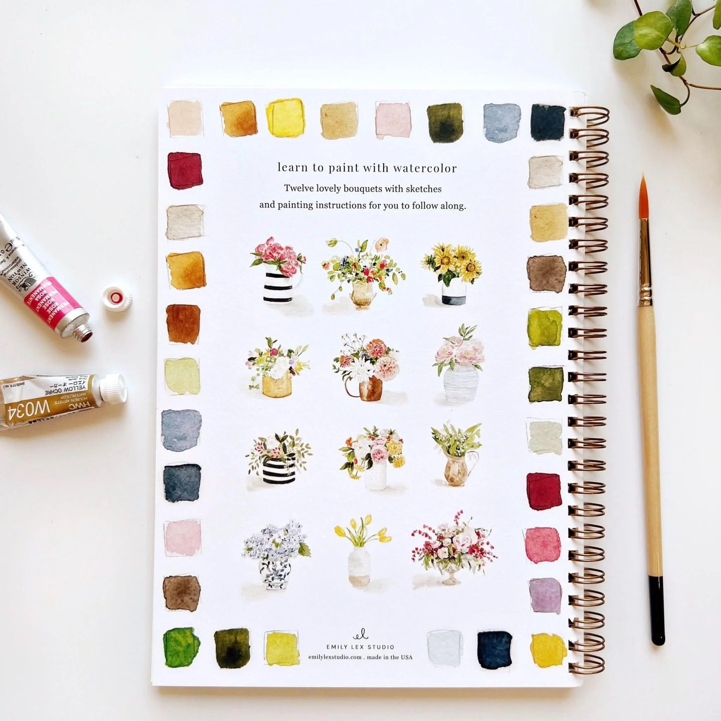 Bouquets Watercolor Workbook | Emily Lex Studios