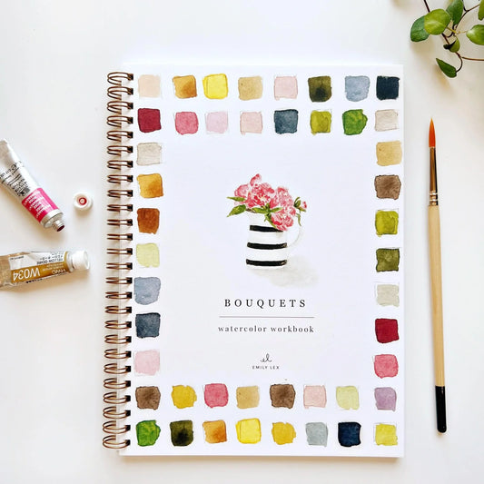 Bouquets Watercolor Workbook | Emily Lex Studios