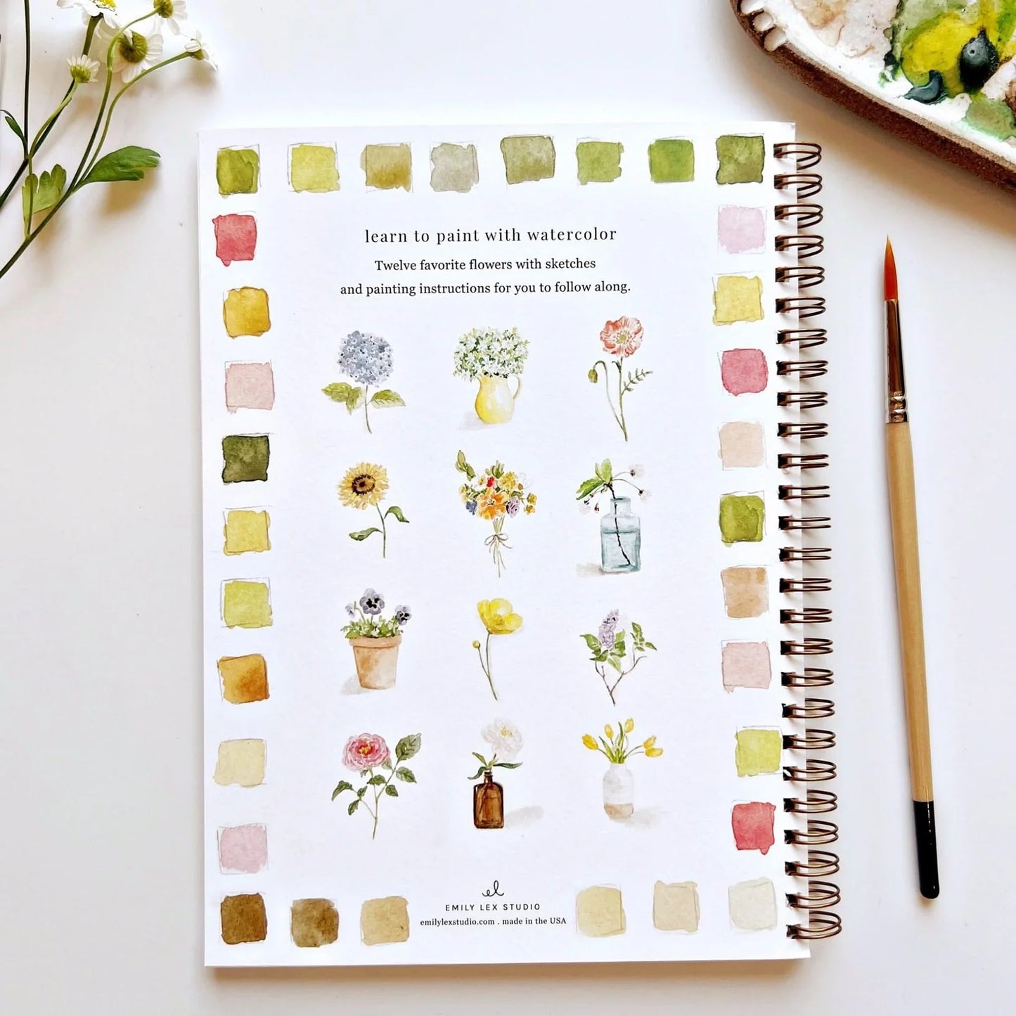 Flowers Watercolor Workbook | Emily Lex Studios