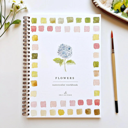 Flowers Watercolor Workbook | Emily Lex Studios